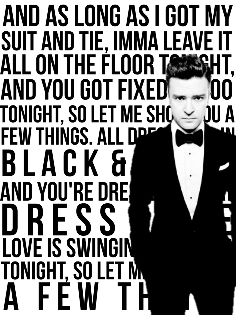 Suit & tie ~ Justin Timberlake. I dunno of this is good you can't see half of it 😂