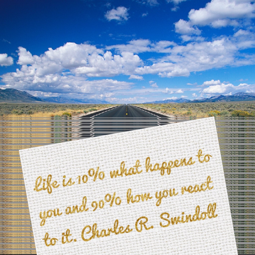 Life is 10% what happens to you and 90% how you react to it. Charles R. Swindoll

Day 3