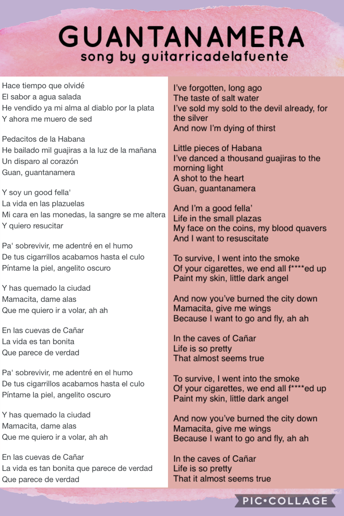 lyrics’ translation to “guantanamera” 🥺💖