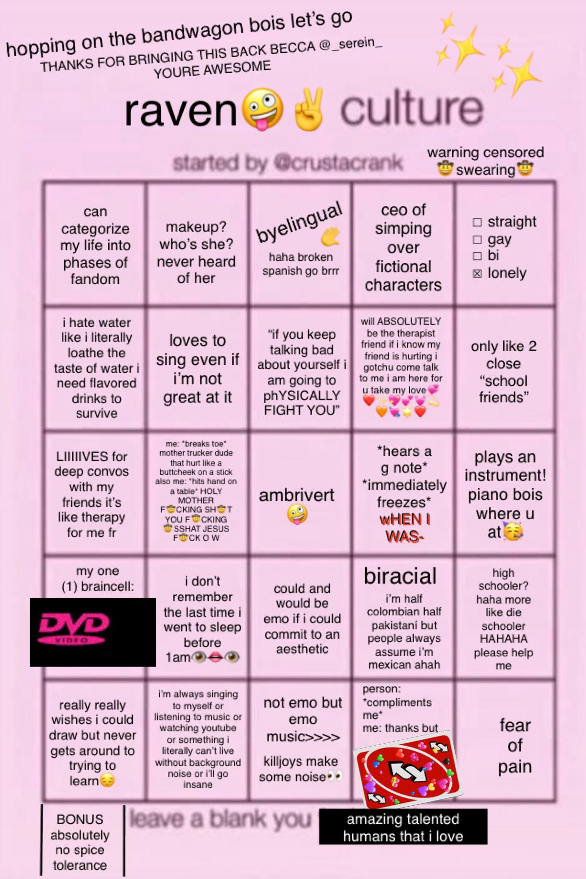 I DID THE THING :DD i actually put quite a bit of thought into this so i hope it doesn’t flop🥺 there was so much more i wanted to put but it wouldn’t fit,, anyways have fun with this lol