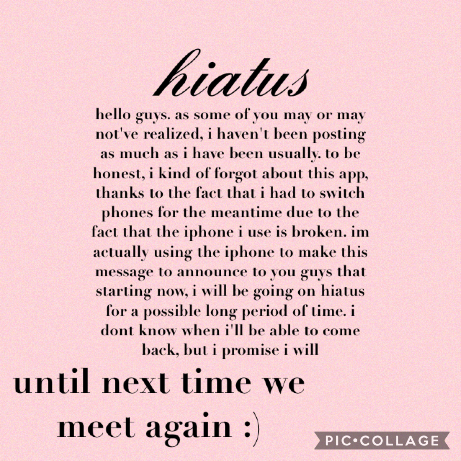 important!!! and yes, i will be going on hiatus. i dont know how long it will take, but maybe a few months to a year at max :(