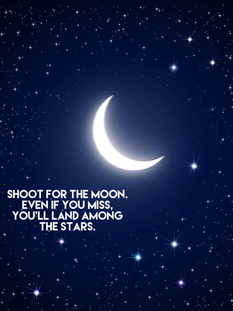 Shoot for the moon. 
Even if you miss, you’ll land among the stars.