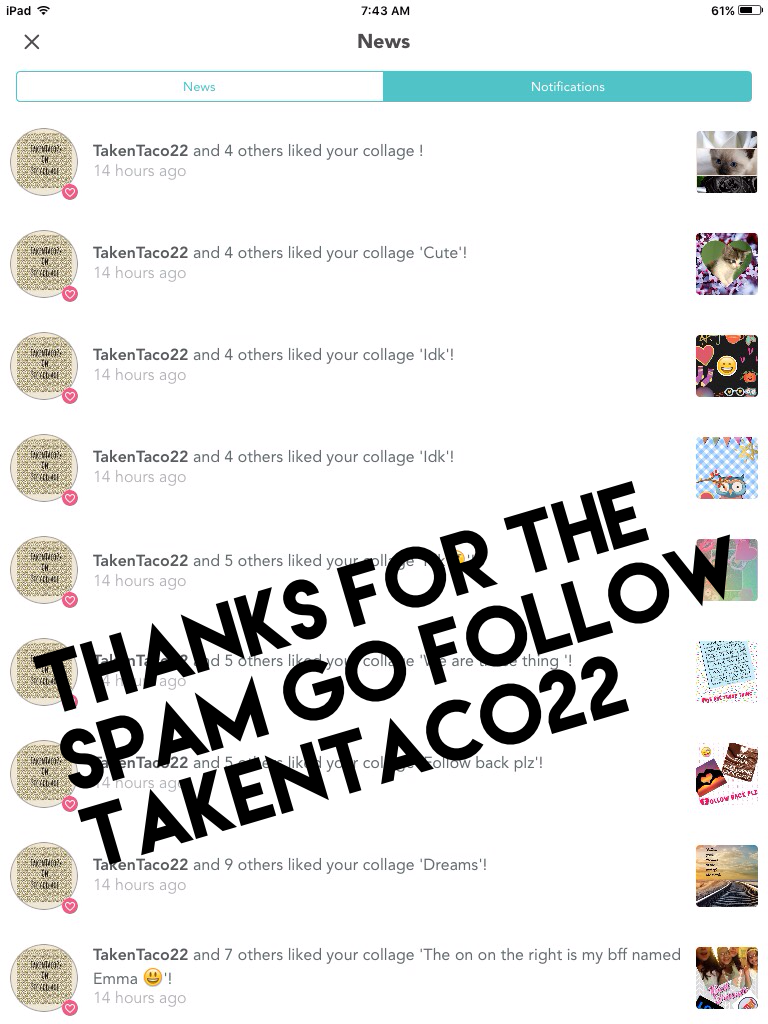 Thanks for the spam go follow TakenTaco22