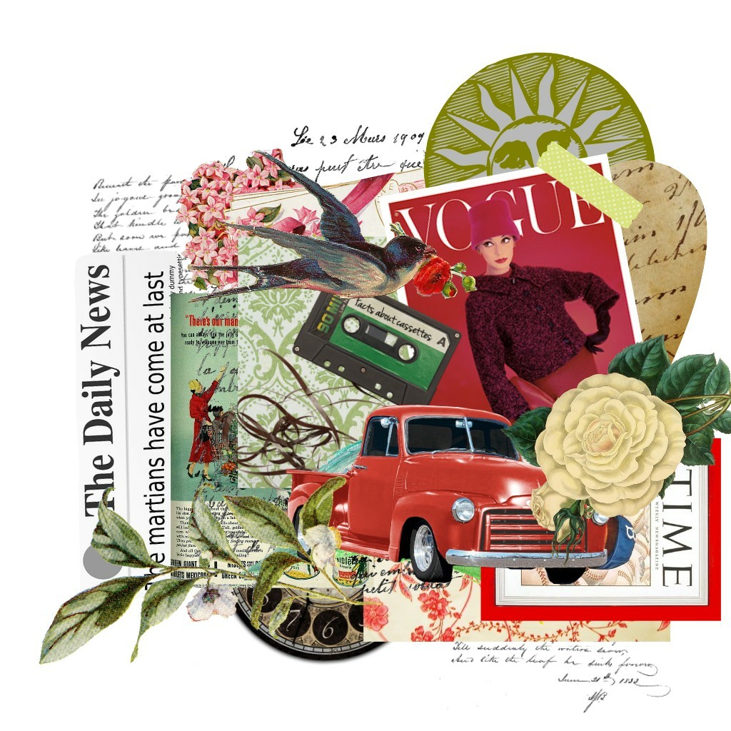 red and green vintage ish collage again!! take your choice of scraps! 