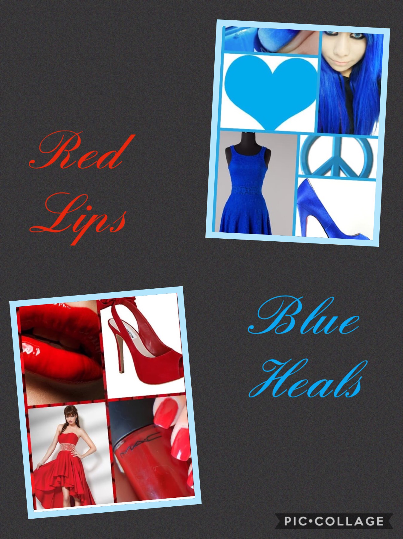 Red lips blue heals