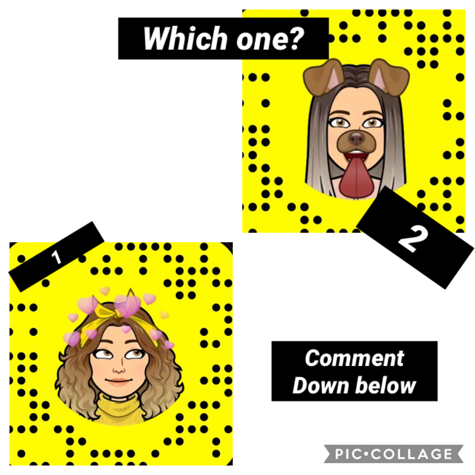 #whichone which bitmoji should I use for Snapchat remember I will be doing a Snapchat name reveal at 100 And I will be following everyone who follows me until 100 followers we are only 28 away we can do this xx