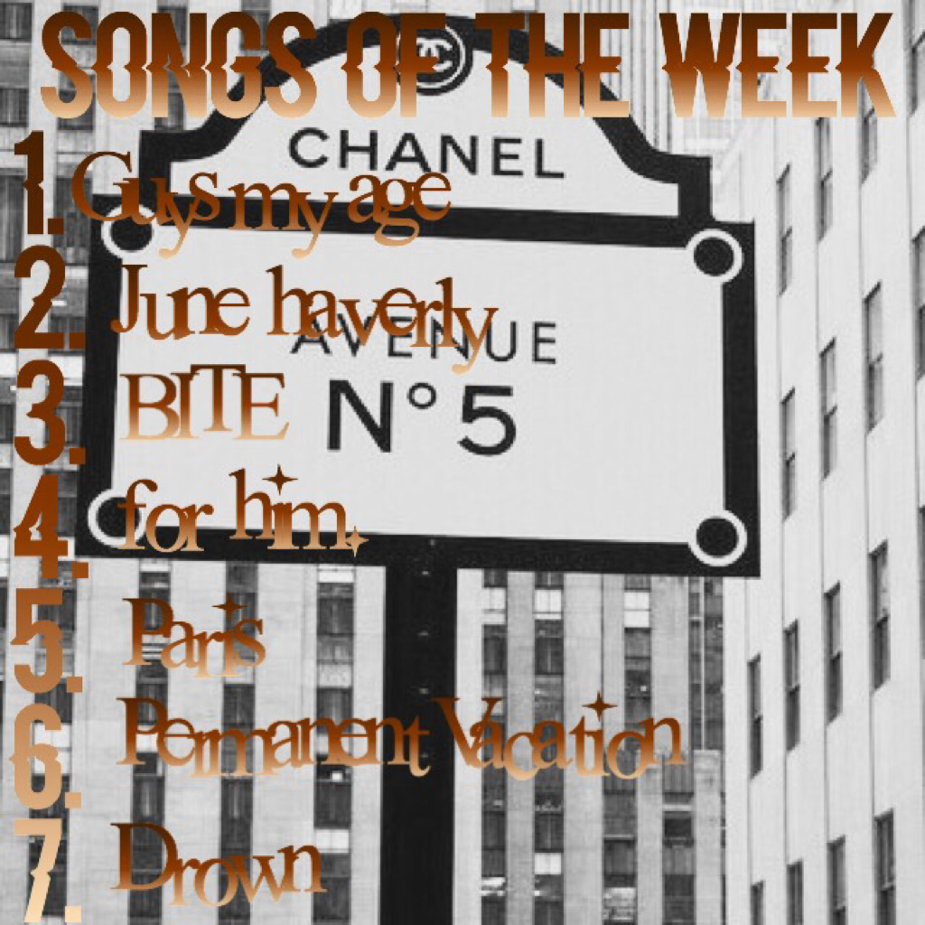 🍪CLICK🍪

🐻soooo, these are the songs of the week and im gonna start on a new theme :)🐻
