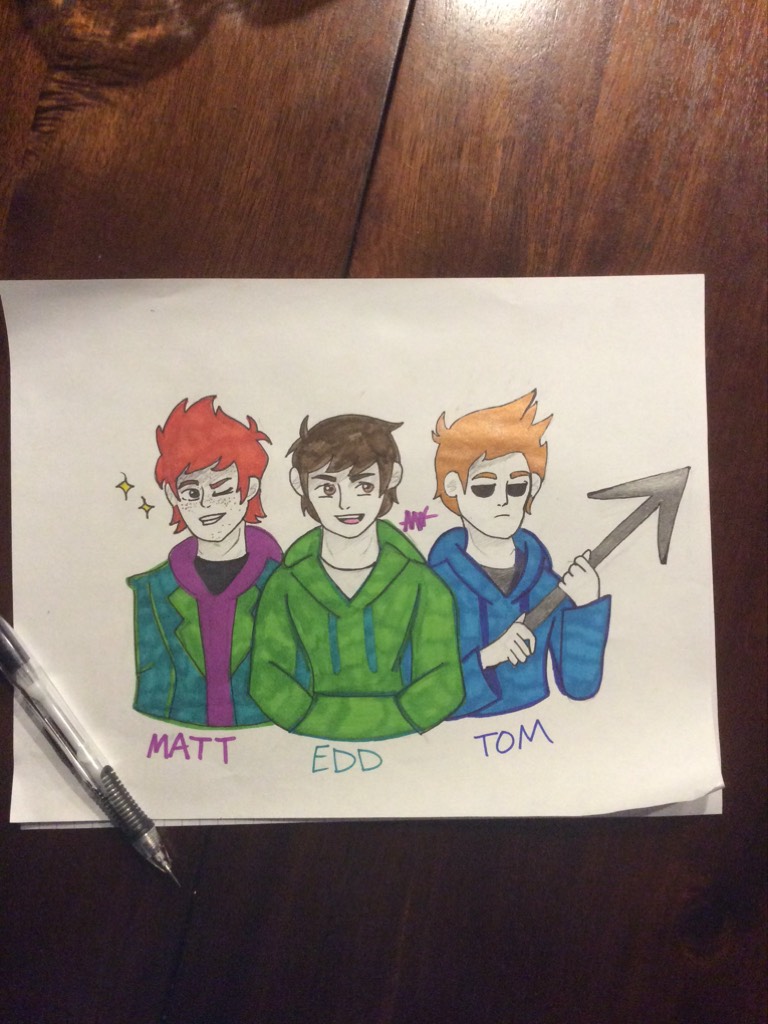 my sister LOVES eddsworld, so I thought I’d draw her a little picture of her three favorite nerds 