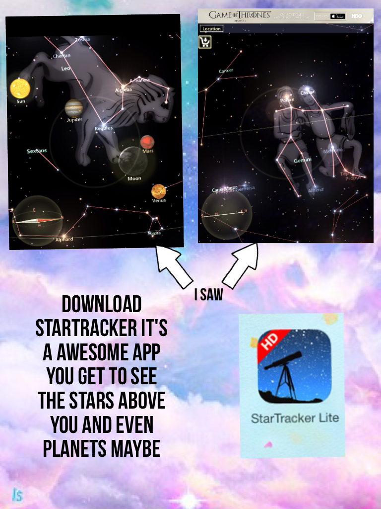 Download StarTracker it's a awesome app you get to see the stars above you and even planets maybe
