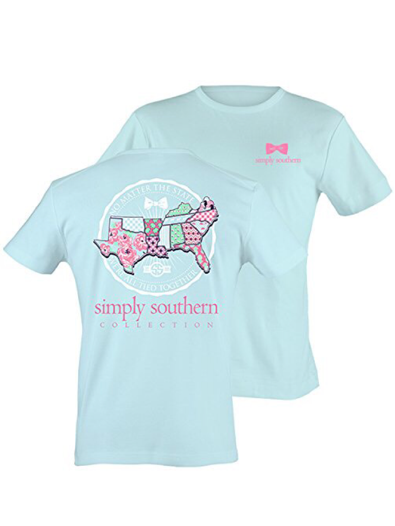 Baby Blue "No Matter The State, We're All Tied Together" Southern States Simply Southern Tee