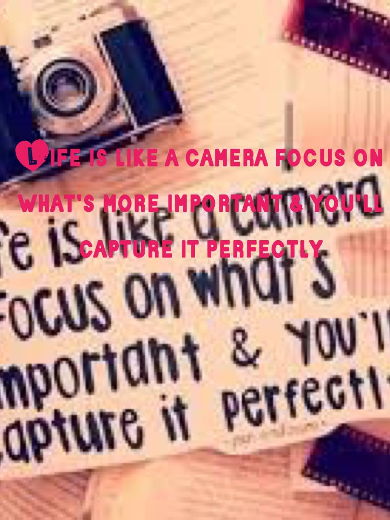 Life is like a camera focus on what's more important & you'll capture it perfectly