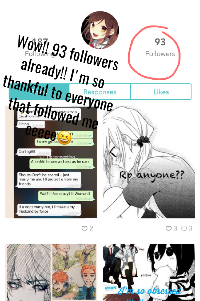 Wow!! 93 followers already!! I'm so thankful to everyone that followed me eeeee😆