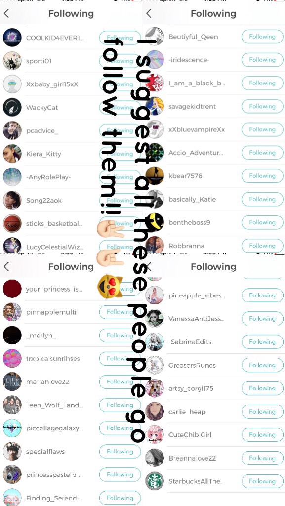 I suggest all these people go follow them!!✌🏻🤘🏻😻