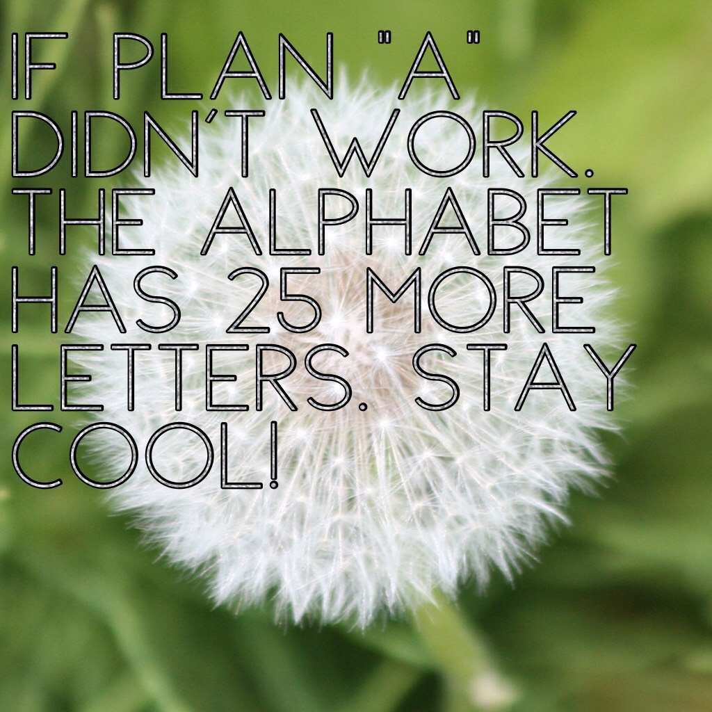 If plan "A" didn't work. The alphabet has 25 more letters. Stay Cool! 