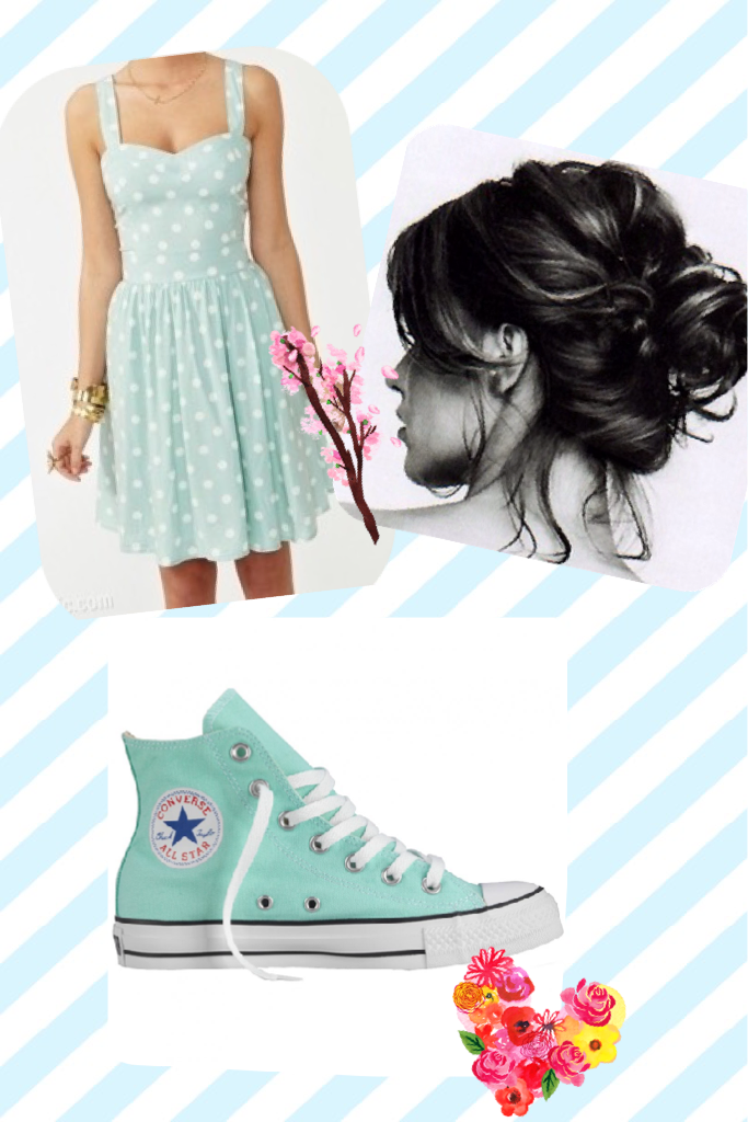 I like dresses like this worn with high tops, I thinks it's very cute. And the hairstyle makes it cuter 😝