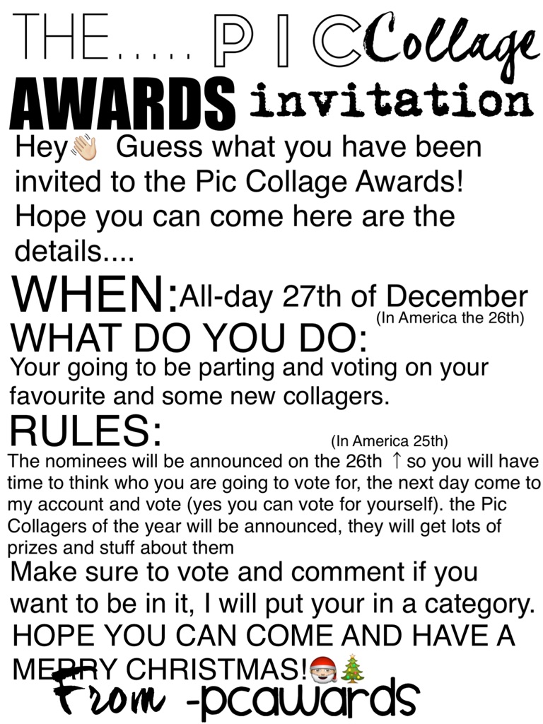 The Pic Collage Awards invitation, please come! 