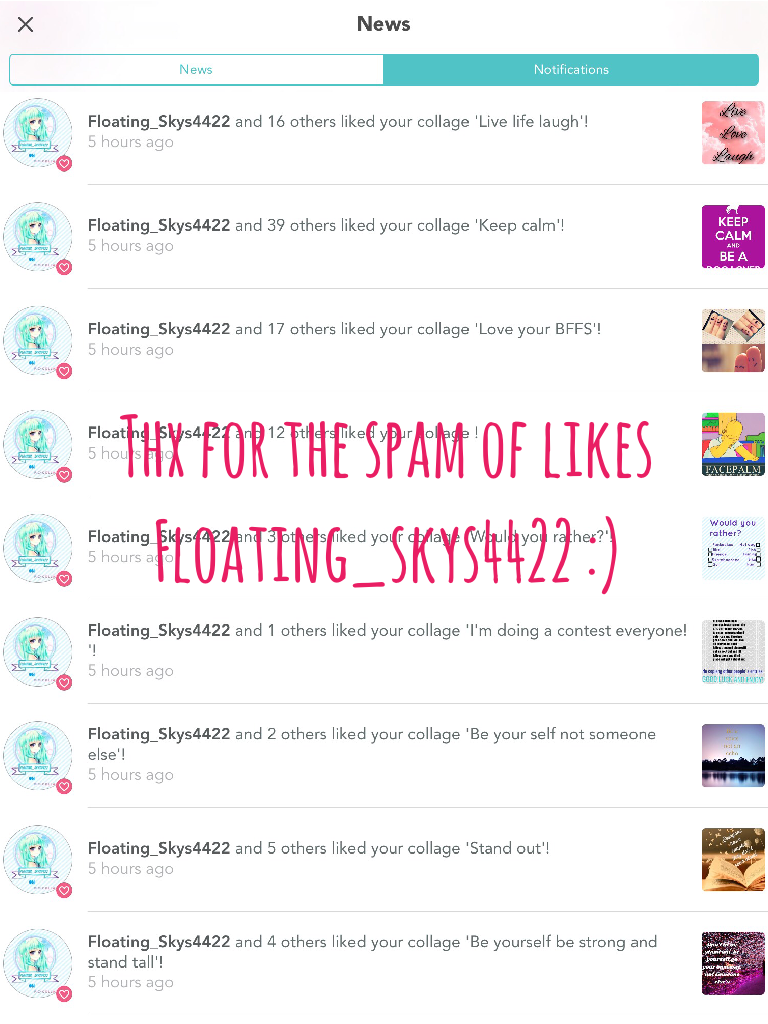 Thx for the spam of likes Floating_skys4422 :)
