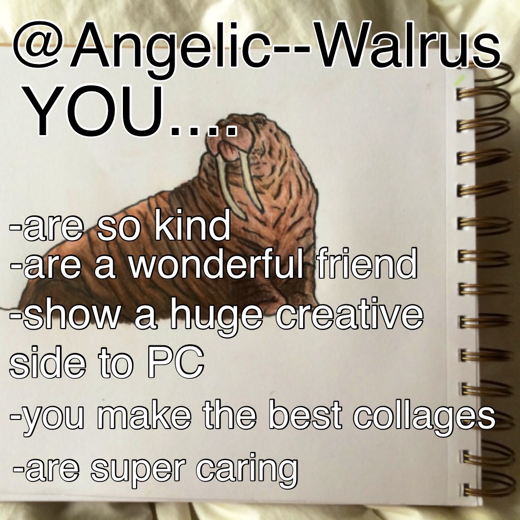 @Angelic--Walrus you are a super sweet and talented girl!! Thank you from being a constant supporter since the beginning. love you! Also, a big thanks to @_SemiSweet_ for helping create this!💖