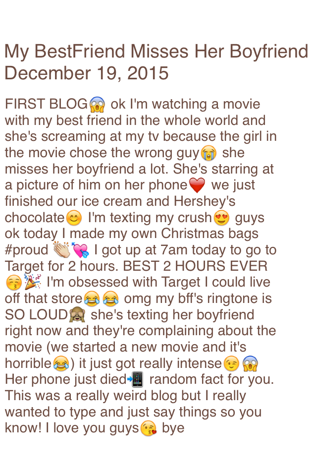 FIRST BLOG💖 and yes I know it's bad but I'm tired soooo😴 comment any thoughts you had about your day😘