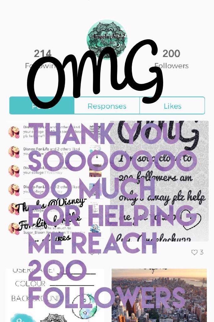 Click here
OMG thanks sooo much for 200, when I made my account I thought that I wouldn’t even get to 100 but I’m at 200 followers. Thanks sooo much from the bottom of my heart ❤️ 
,Luv Angelachu22❤️