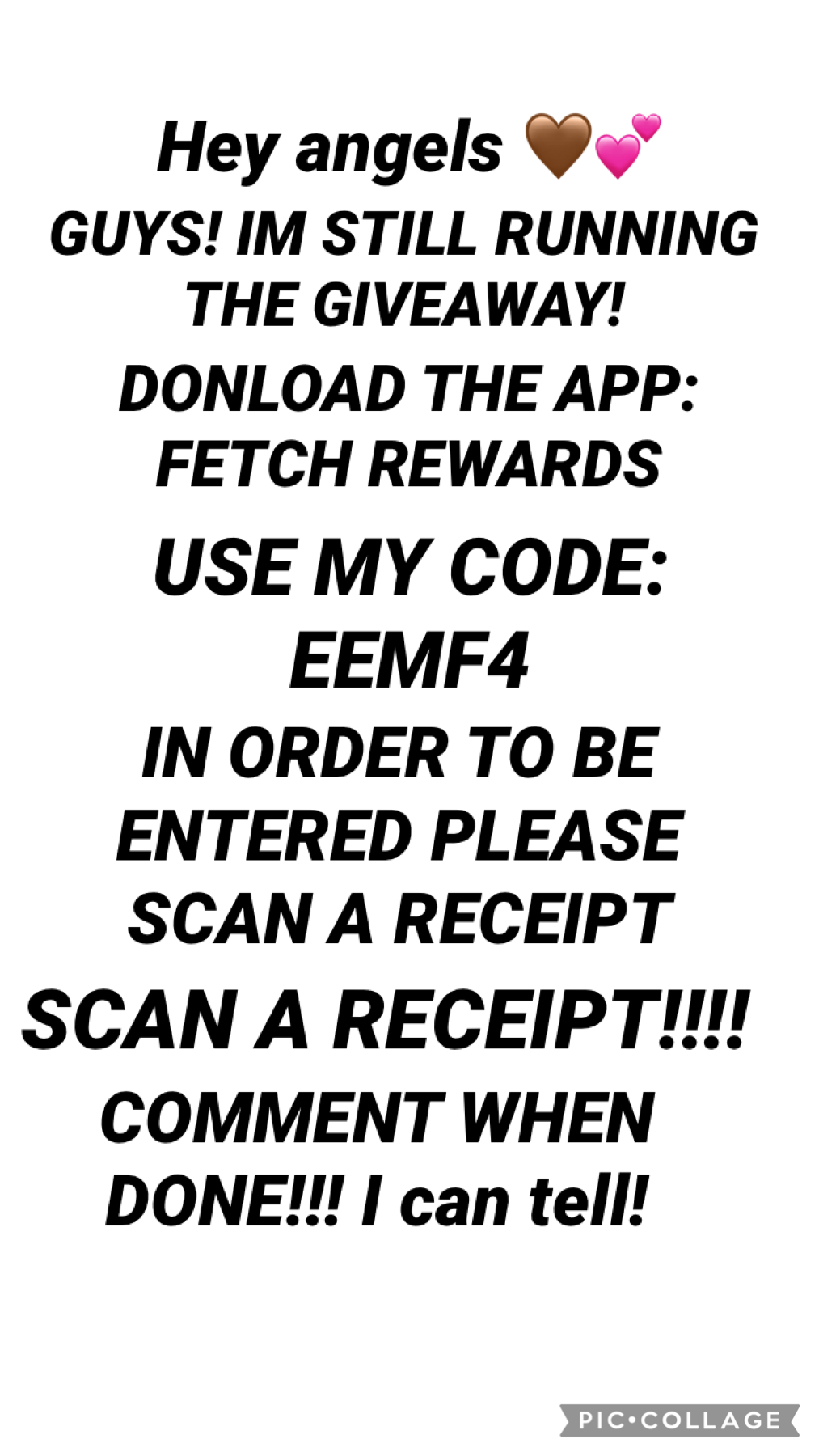 AFTER USING MY CODE: EEMF4, SCAN A RECEIPT TO BE FULLY ENTERED!!!