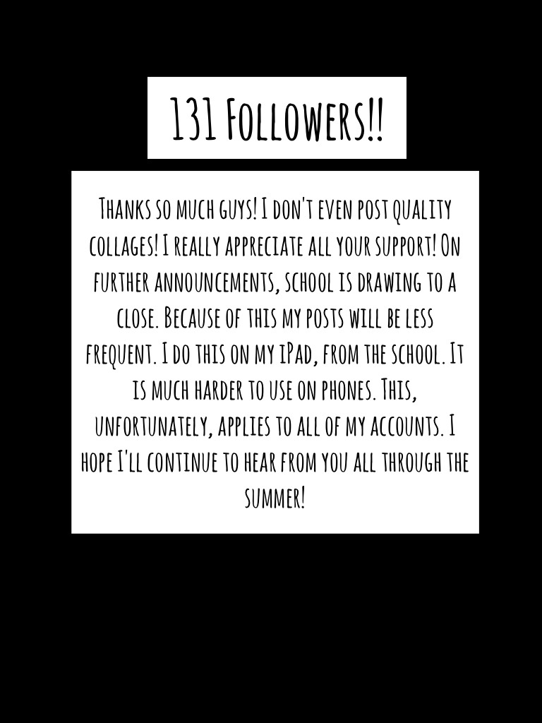 131 Followers!!