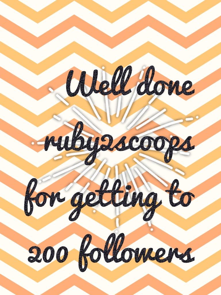 Well done ruby2scoops for getting to 200 followers 