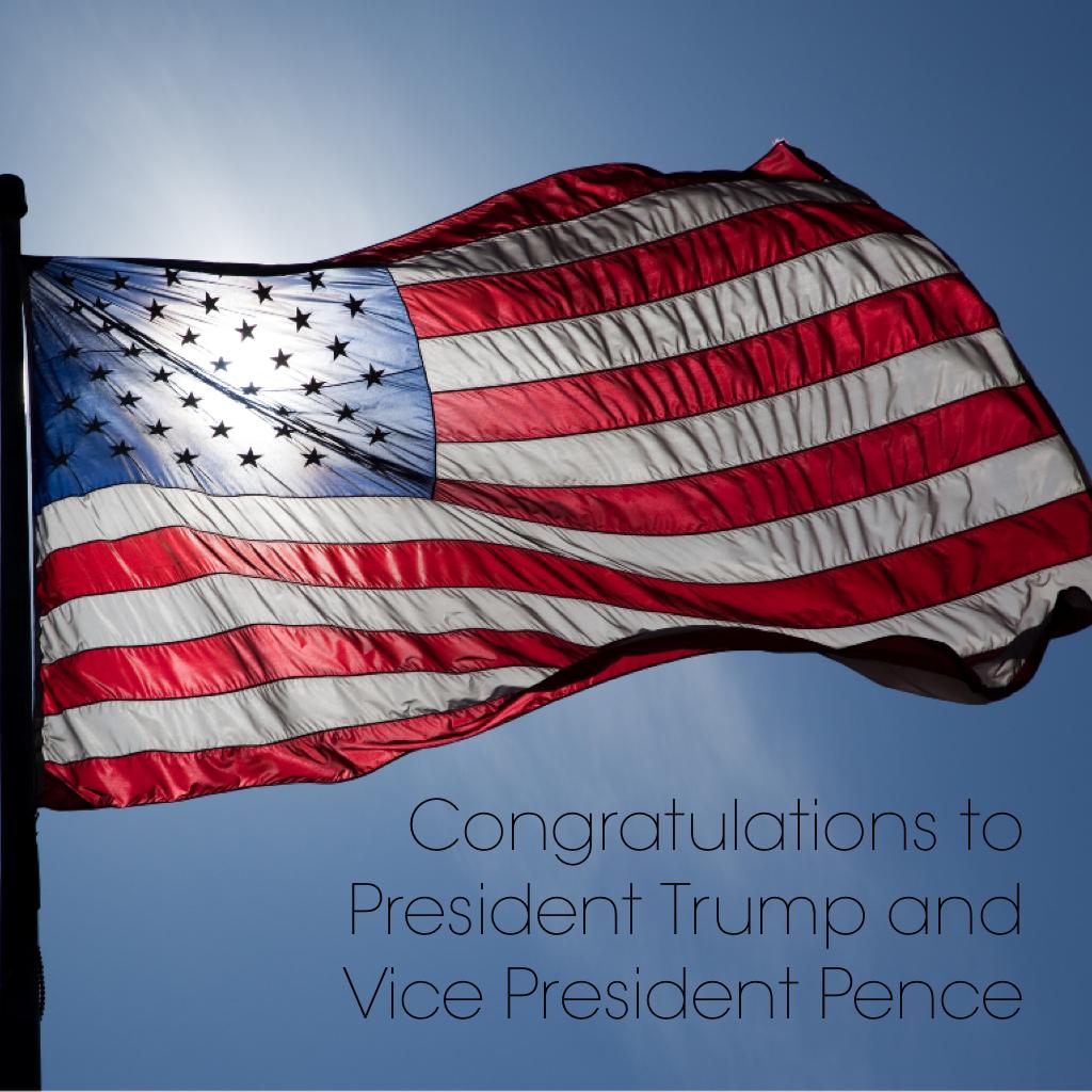 Congratulations to President Trump and Vice President Pence. I look forward to see where you take our country. I pray for God to guide you in all your choices and decisions.