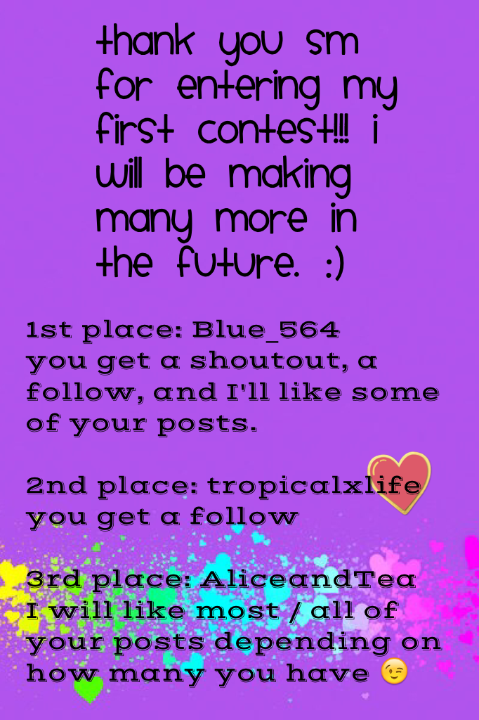 THANK YOU SM FOR ENTERING MY FIRST CONTEST!!! I will be making many more in the future. :) 💗