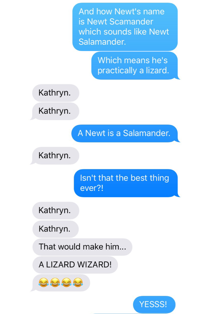 I just saw Fantastic Beasts and Where to Find Then! I'm obsessed with Eddie!!!! This is the conversation I had with my friend, because as soon as I heard Newt's name this is what I thought. 😂



