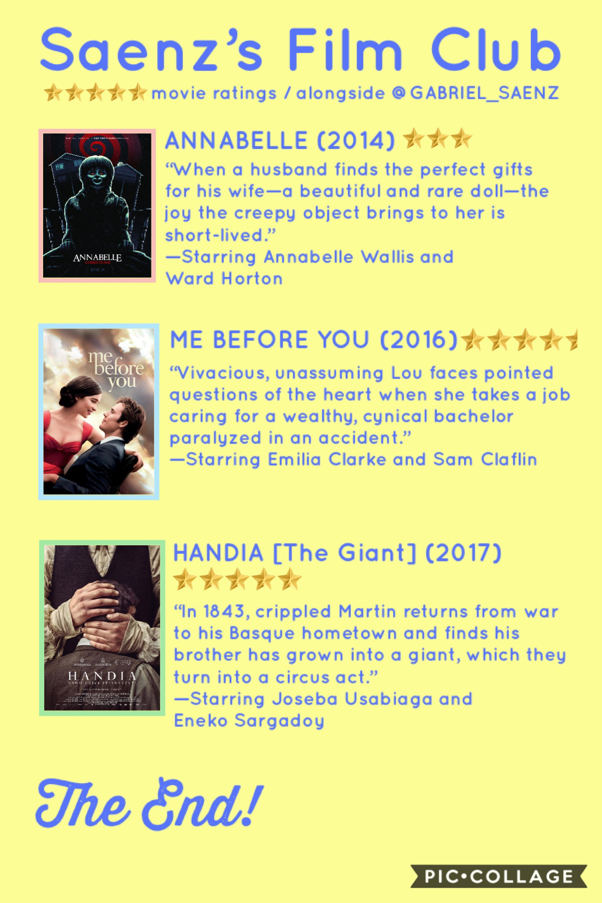 what do you think of these ~mOoOvies~ 👀💘 honestly i was expecting “annabelle” to be WAY scarier but like... okay? 😂🤷🏻‍♀️💕 also “handia” just absolutely became an all time favorite, 100% 😫💖🤯🤩