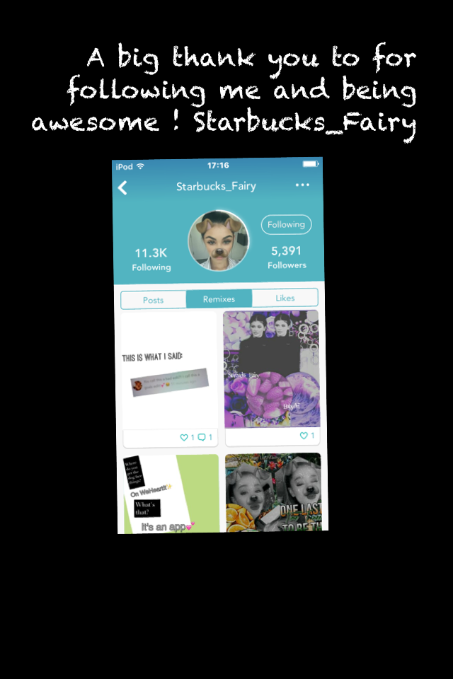 A big thank you to for following me and being awesome ! Starbucks_Fairy 