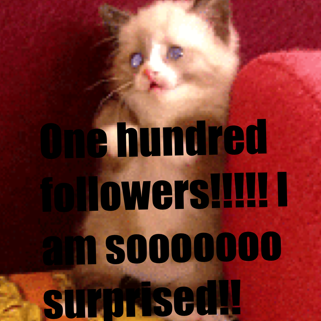 One hundred followers!!!!! I am sooooooo surprised!!