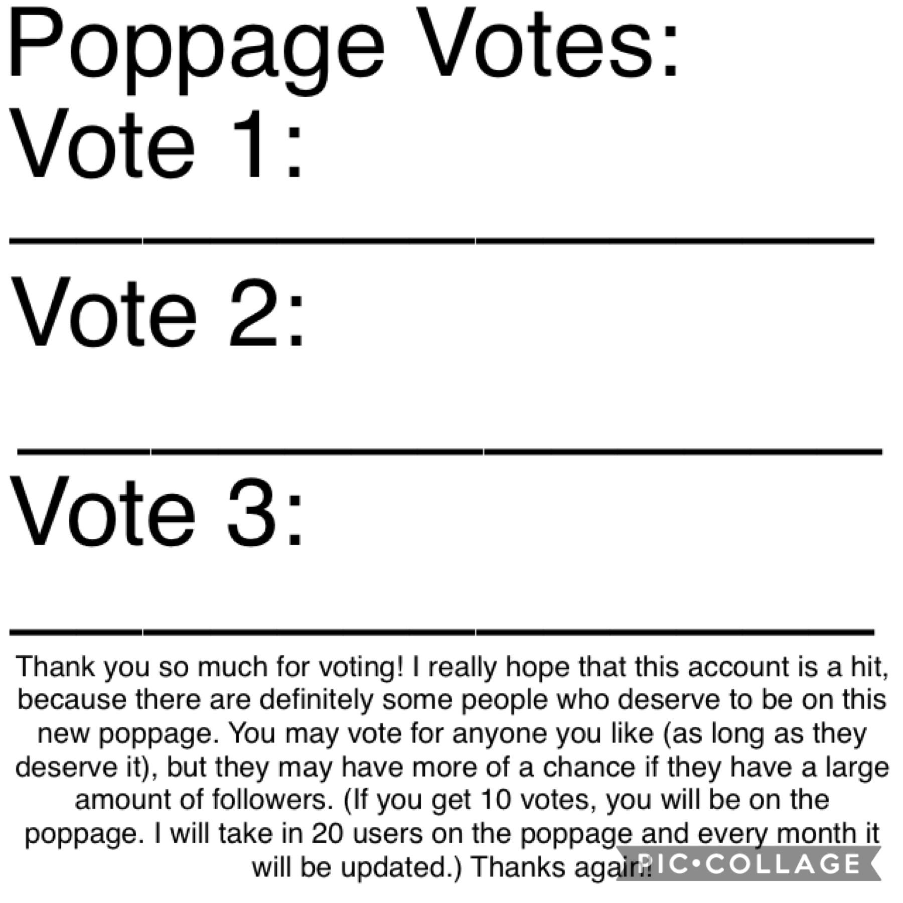 POPPAGE VOTES PLEASE ENTER 