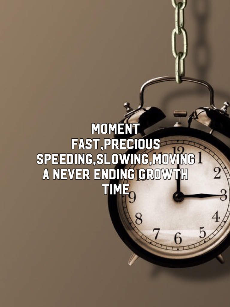 Moment
Fast,precious 
Speeding,slowing,moving
A never ending growth
Time