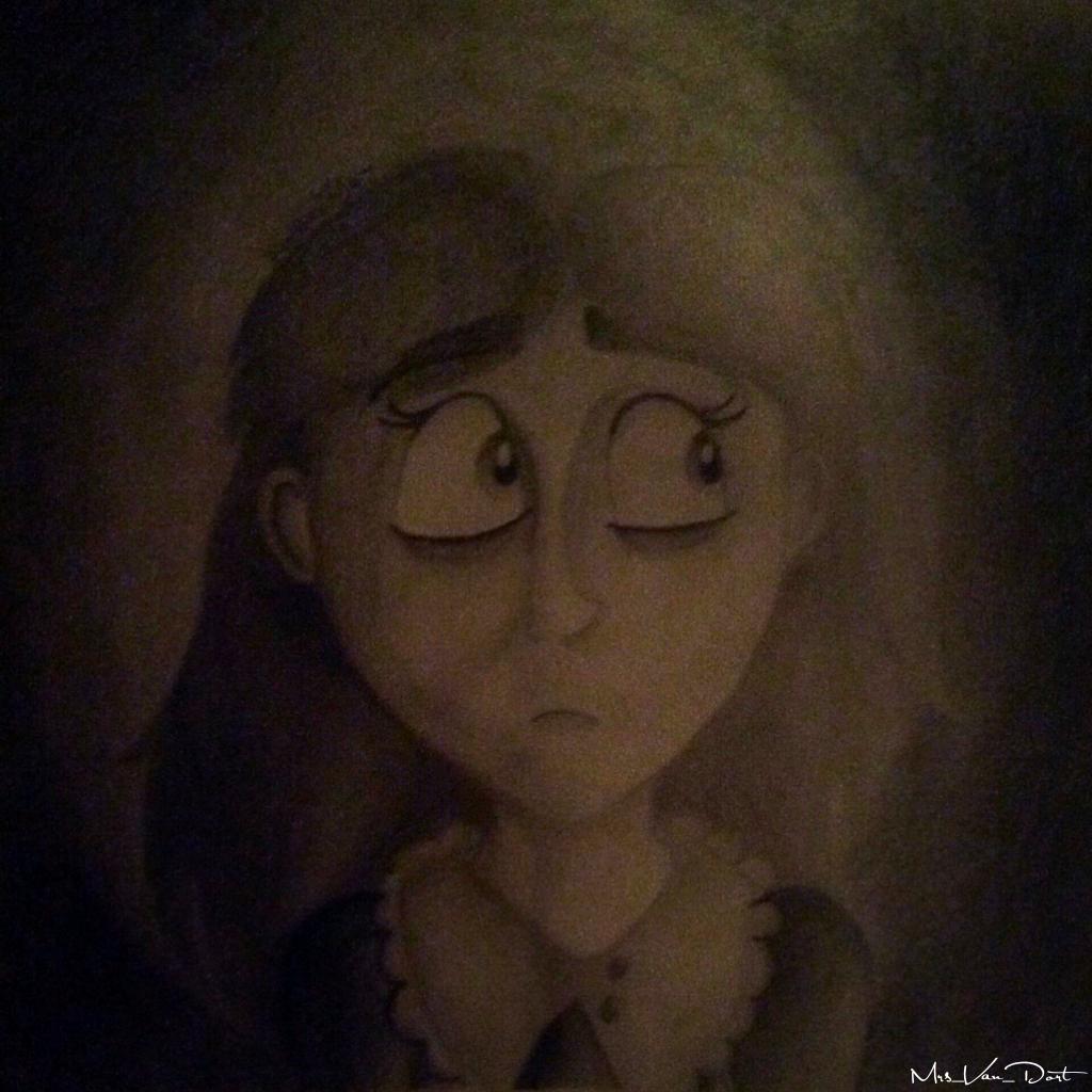 New drawing- Agatha Prenderghast from my new obsession, Laika's "ParaNorman". The drawing itself was taken in a dark room (my shades pictures look gross in unnatural light) so it looks sepia, but it's really B&W