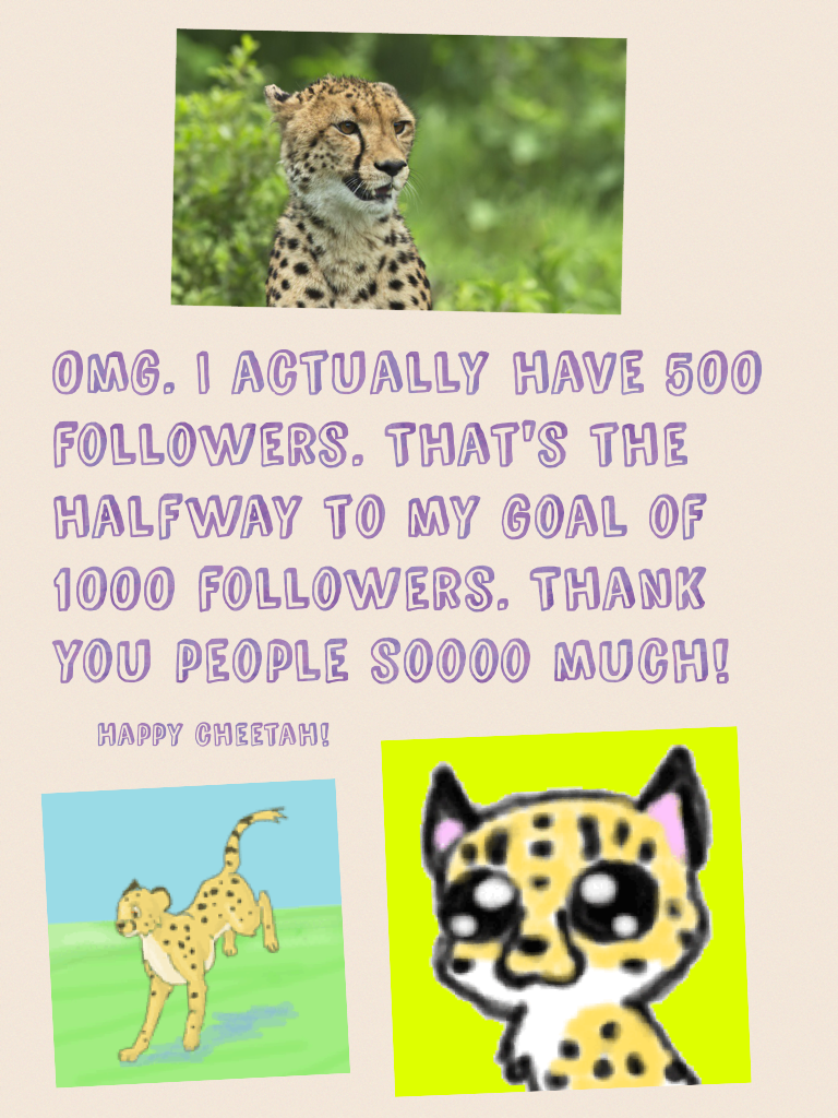 Omg. I actually have 500 followers. That's the halfway to my goal of 1000 followers. Thank you people soooo much!