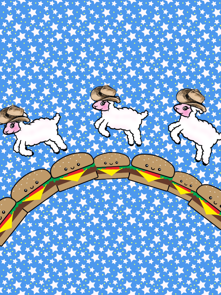 The cowboy sheep jumping over the hamburgers.😹😹