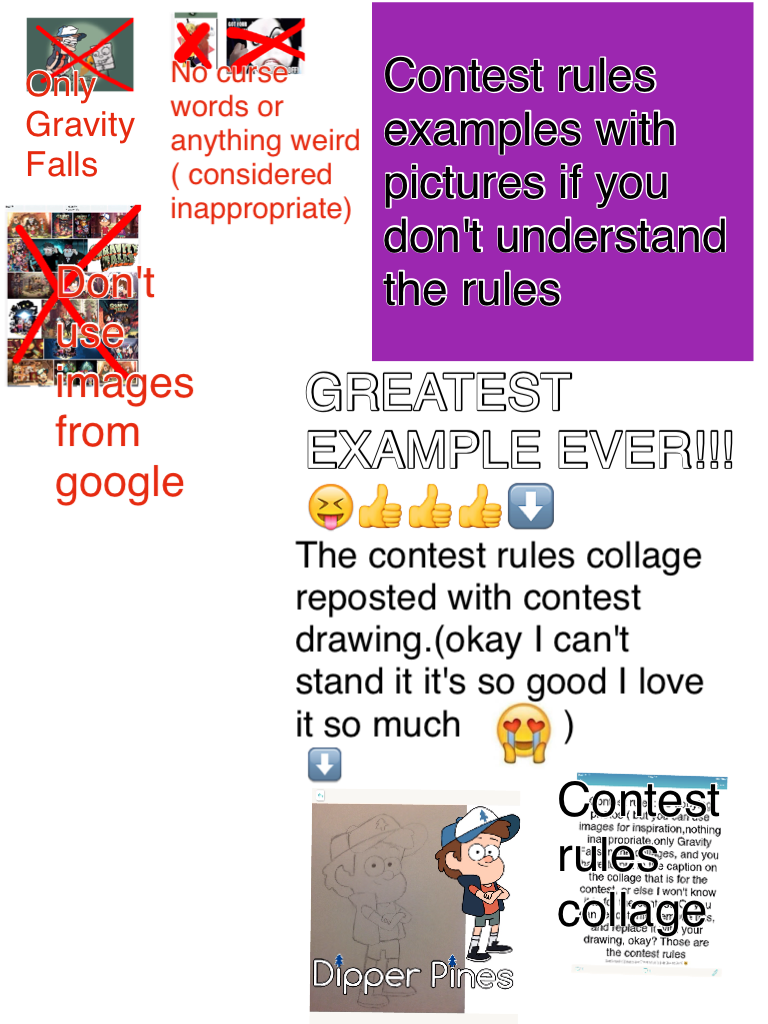 Contest rules collage in pictures and with clearer rules for the contest