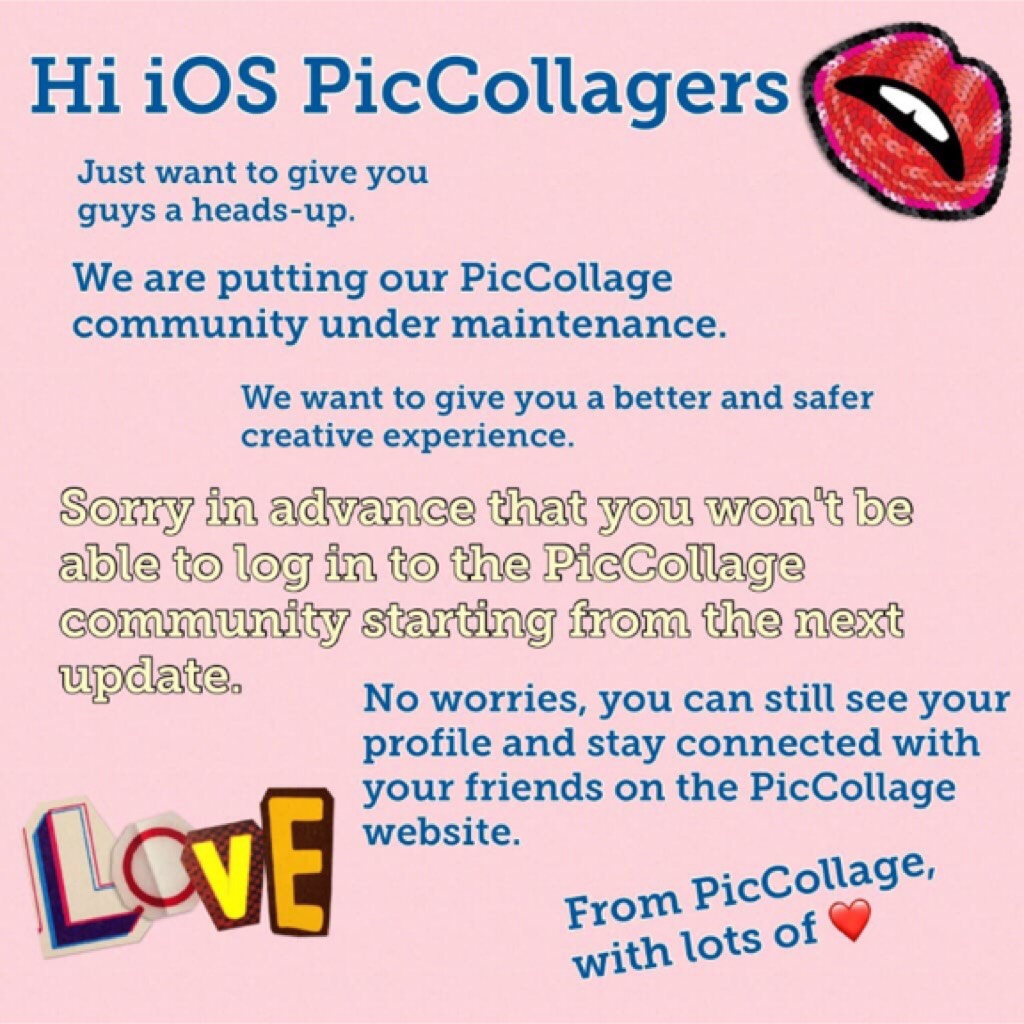 Repost from @Piccollage. Unfortunately I am affected by this so sadly I will not be able to post. That's why I urge you to get the app SNOW so you can chat with me and many other amazing collagers, I'm a bit upset about this. 