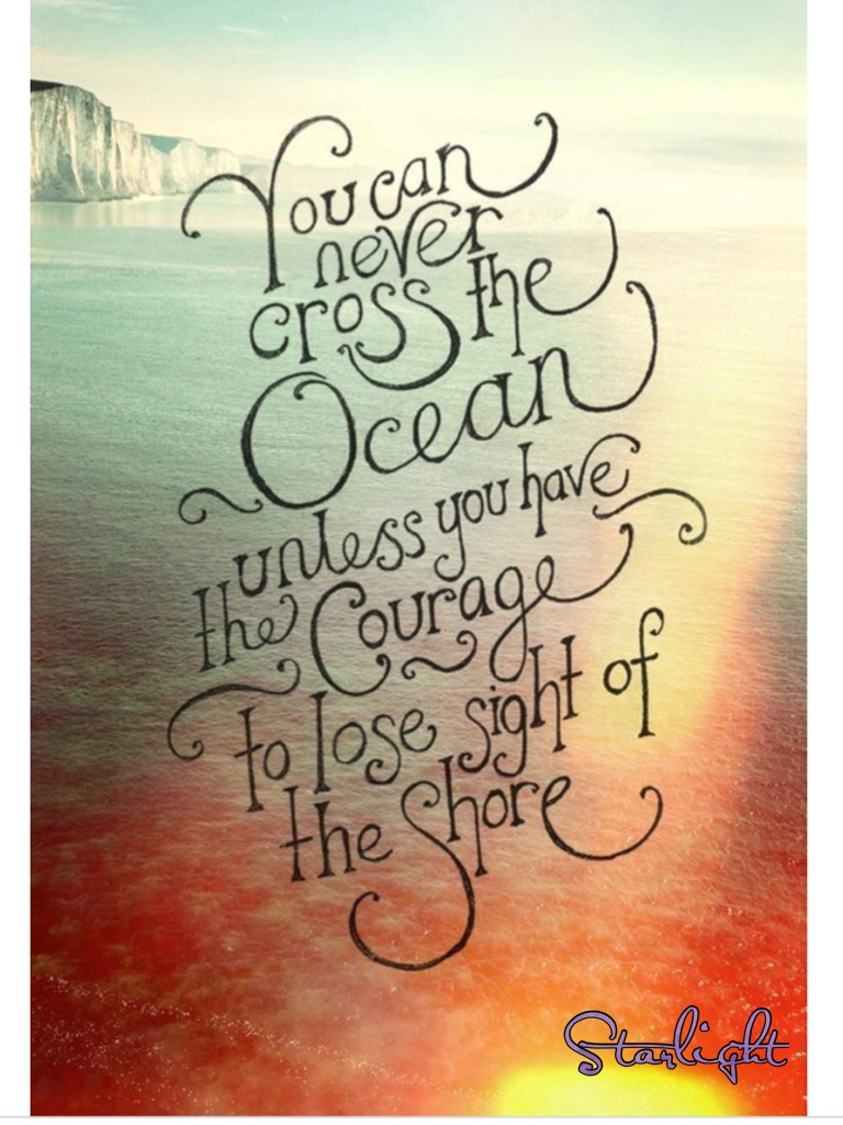 You can never cross the ocean until you lose sight of the shore