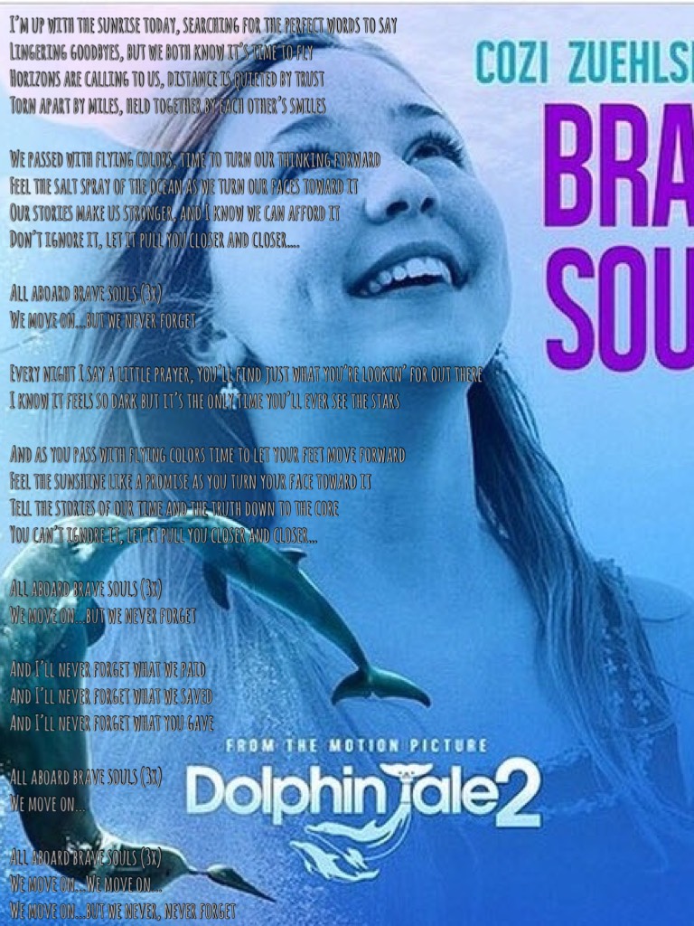 Brave Souls

 Lyrics By Cozi Zuehlsdorff
“Dolphin Tale 2” Soundtrack 
