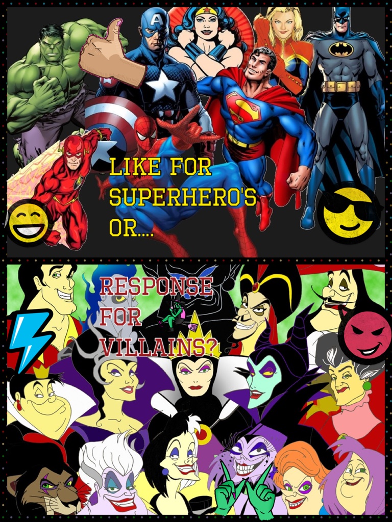 (BTW do not response for villains like for superhero's!!
