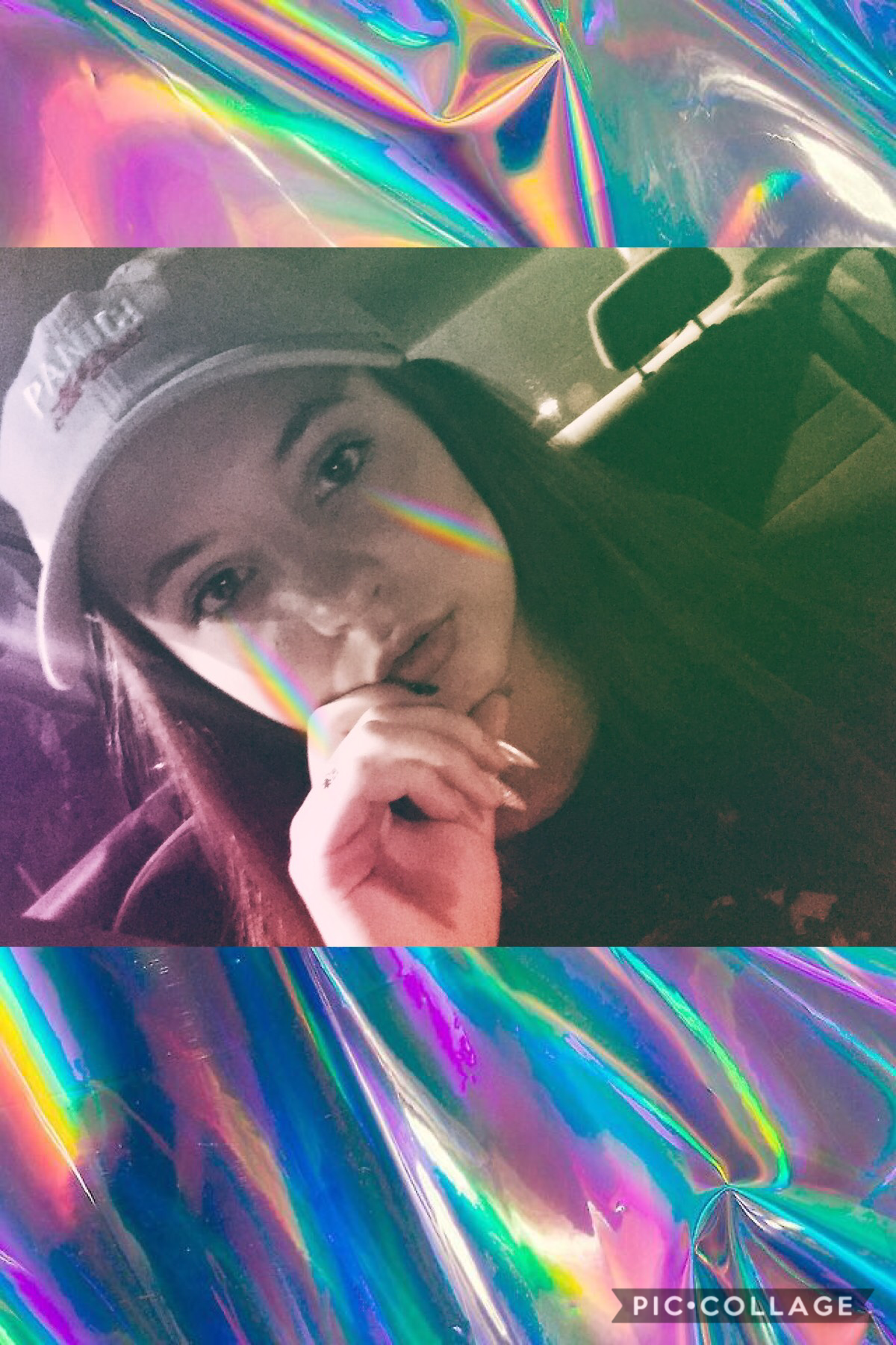 Here's my ugly self in rainbow form also in a panic! At the disco hat😂🌈