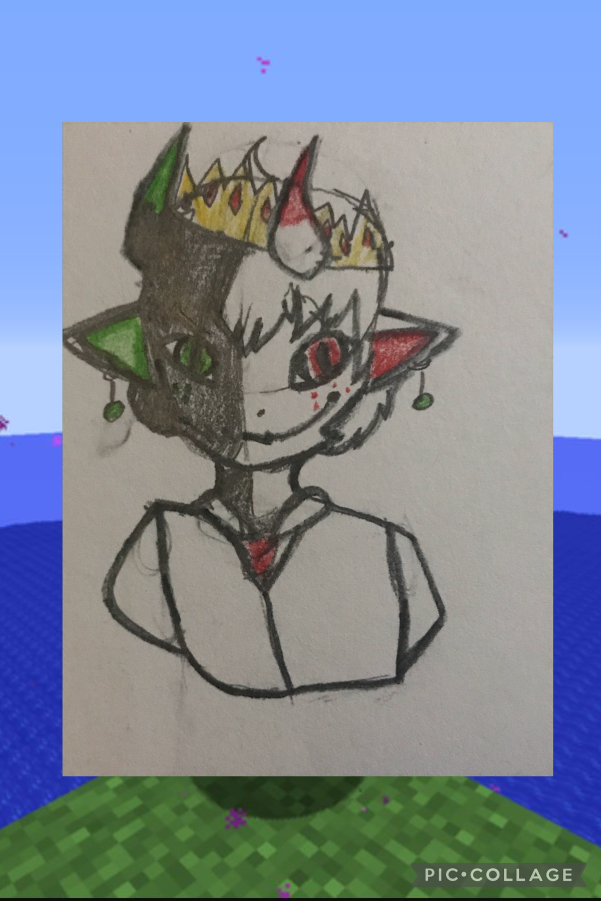 |tap| 
It’s ranboo yay! I saw zyysto’s design for him and I loved the design so I just did a quick drawing plus everyone is drawing mcyt’s so why not join in