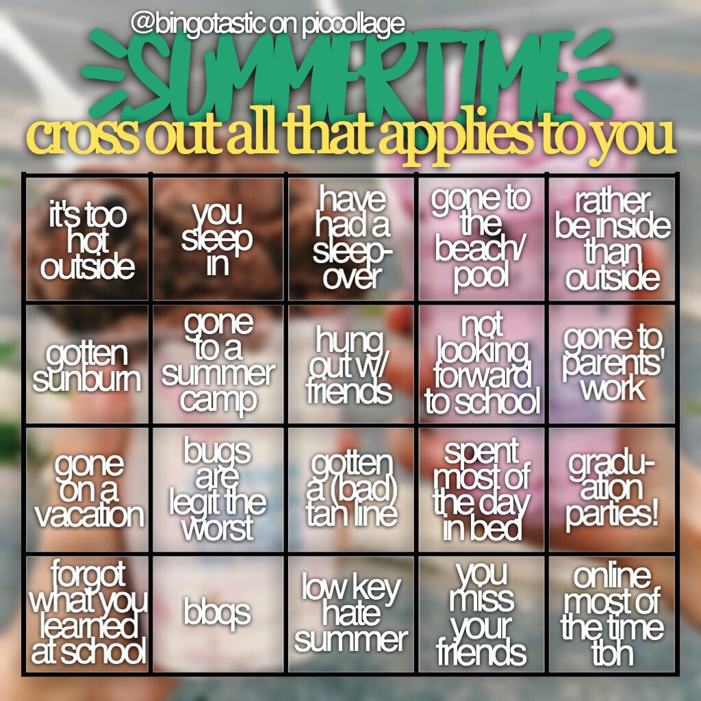 so here's an actual bingo haha! i just realized that it's winter in australia so sorry tharu and all the other aussies! 😂 anyway, i hope you enjoy and i'll be announcing the new co-ownwers soon if i'm not too lazy.