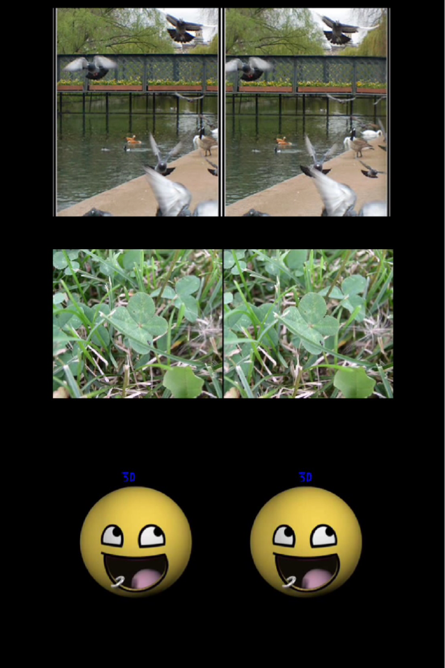 I found out something cool!
😎😄👀
1: cross your eyes to where you see three images 
2: focus on the middle image for a little bit and then you will see the image in 3D!!! (Note: these are three separate 3D images not a total of one)