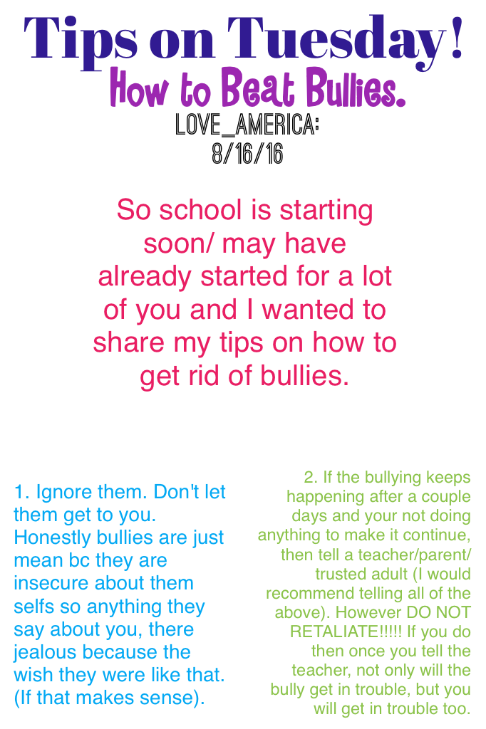 👇👇 Click plz!👇👇
 Tips on Tuesday #5!

I really hope this helps you! Also I wish all of you the best of luck in the new school year!
😘😘-Love_America😘😘

QOTD: When do you go back to school?

AOTD: Aug. 22!