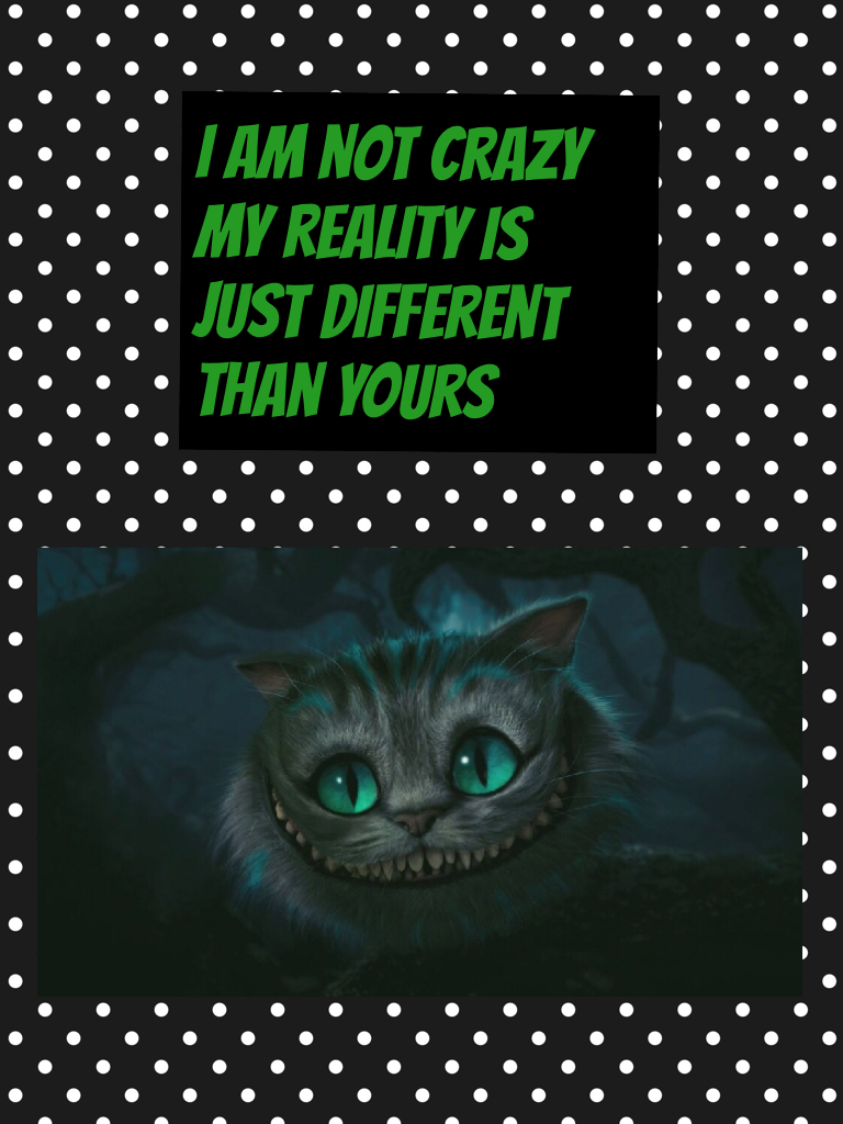 I am not crazy my reality is just different than yours