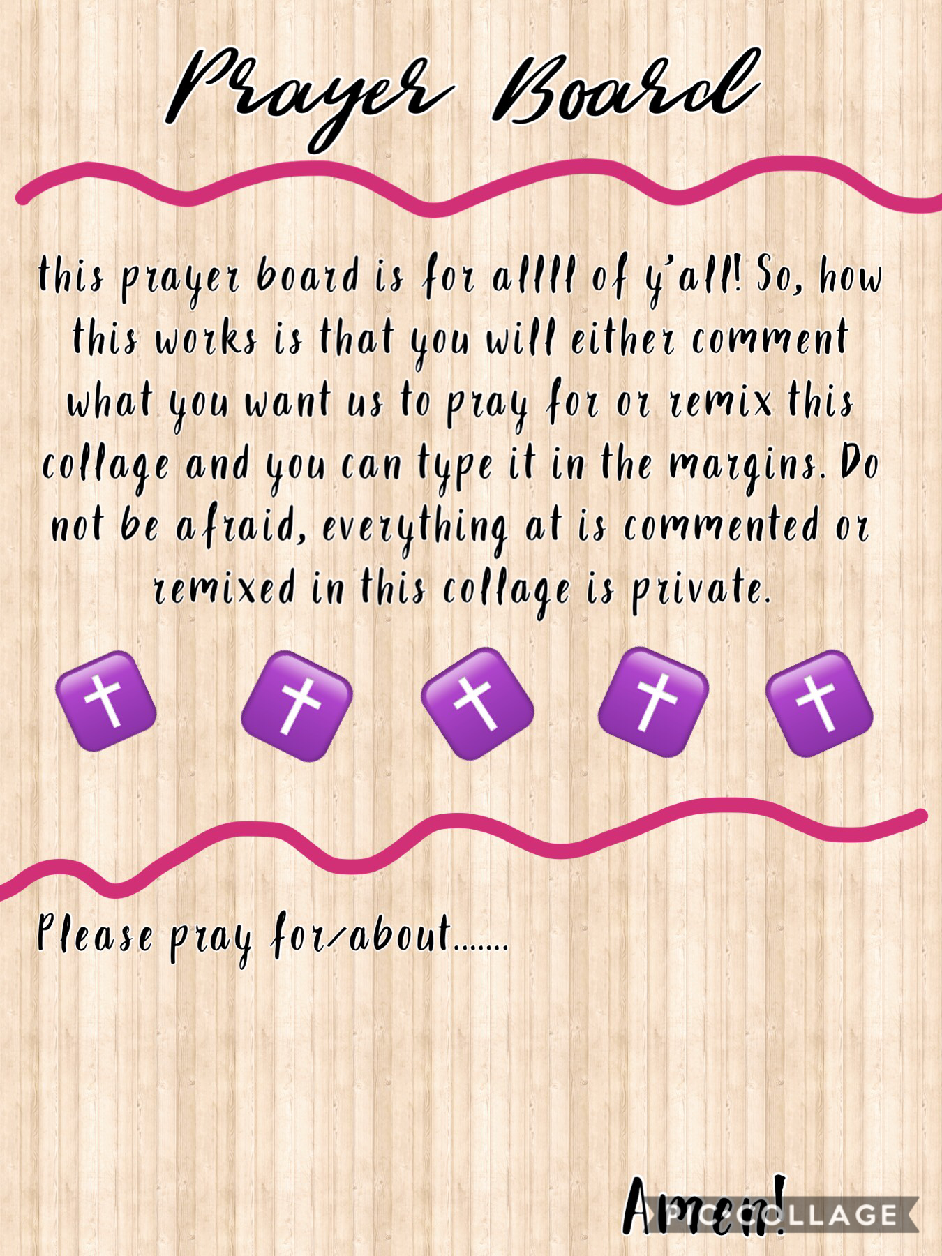 Big_Reader here! 🙏🏼🙏🏼 tap!
We are starting a prayer board! How to do it in in the collage! Hope y’all like it and participate! If you see a prayer on here that you feel led to pray about, don’t hesitate to pray about it!💕